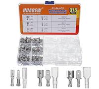 HUAREW 3 valeurs 375 pièces 2.8/4.8/6.3mm mâle et femelle fil bêche connecteur à sertir terminal manchon isolant kit pour voiture audio haut-parleur câblage électrique