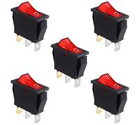 HUAREW 5Pcs Interrupteur à bascule lumineux rouge, ON/OFF SPST 3 broches 3 positions Interrupteur à bascule pour bateau Snap AC 250V/15A 125V/20A KCD3-101