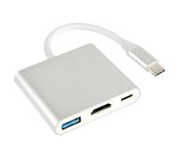 HUAREW Adaptateur Type C Hub avec Sortie HDMI 4K, USB 3.0 et Port de Charge USB C, convertisseur numérique Portable Compatible avec MacBook Pro, Google Chromebook, HP, Samsung S8/S9+