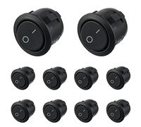 HUAREW Interrupteur à Bascule Rond, AC 6A/250V,10A /125V,SPST, Interrupteur à Bascule 2 Broches,Bouton De Verrouillage Interrupteur,pour Auto,Boat,Truck(10 pièces)
