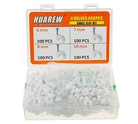 Huarew Lot de 400 clips de câble en acier et plastique blanc pour RG6, RG59, CAT5, CAT6, Ethernet/TV/téléphone/LED Starlight/imprimante - Gestion des câbles - ronds - 6/7/8/10 mm