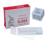 HUAREW Lot de 50 lames de microscope pré-nettoyées et 100 lunettes de microscope pré-nettoyées avec 4 compte-gouttes en plastique