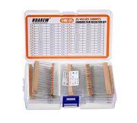 HUAREW Resistors Assortment Kit 1 Ohm Resistor -1m Ohm Resistor With 1/4W Carbon Film Resistor Kit Resistors Assortment 5% (1000 Pcs 25 Values)