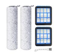 HUAREW Rouleau de Brosse de Rechange et Filtre HEPA pour BISSELL CrossWave OmniForce Aspirateur Balai Sans Fil (3912N)& OmniFind, 2 Rouleaux de Brosse, 2 Filtres HEPA, 1 brosse de nettoyage
