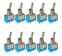 HUAREW SPDT Mini Interrupteur à Bascule MST-102 AC 125V 6A / 250V 3A ON-ON 3 Pin 2 Positions, Marine Rocker Verrouillage Interrupteur à Bascule pour Arduino Auto Camion Bateau Commutateurs 10Pcs