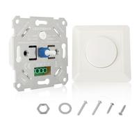 HUAREW Variateur de Lumiere LED 5-200W, Interrupteur Variateur Dimmable LED, variateur d'intensité 230 V pour led/halogène à intensité variable, variateur rotatif avec plaque de recouvrement blanche