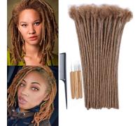 Huarisi 0.6cm Extensions Locks Cheveux Humain Naturel Marron Foncé 12 Pouces 30 Strands Thick Extension Dreadlocks pour Homme Afro Kinky Handmade Permanent Locs Real Hair Color 30