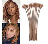 Huarisi 0.6cm Thickness 12 Inch 10Strands Auburn Brown Dreadlock Extensions Real Human Hair for Man Women Handmade Loc Extensions Permanent Colour 30 Can Be Curled and Twisted