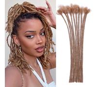 Huarisi 12 Inch 10 Strands 0.2cm Handmade Permanent Dreadlock Extensions Human Hair Pre-colored Thin Loc Extension Real Hair for Men Women #30 Can Be Curled