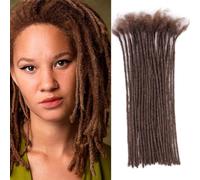 Huarisi 12 Inch Brown Dreadlock Extensions Human Hair 0.2cm 30 Strands Thin Extension Locs Cheveux Humains Naturel Femme Men Handmade Permanent Dreadlocks Homme Color 4