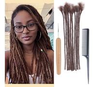 Huarisi 12 Pouces 10 Strands 0.4cm Extensions Dreadlocks Cheveux Humains Marron Foncé Homme Real Hair Handmade Permanent Locs Extensions Human Hair Color 4 (#4, 10 Locs)