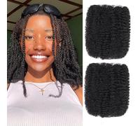 Huarisi 1B Afro Kinkys Bulk Human Hair for Dreadlocks and Twist Braiding 1 Pack 100% Human Hair Soft Afro Kinky Curly Hair Bulk for Dreads Natural Black 10 Inch