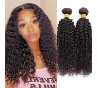 Huarisi 2 Paquet Tissage Cheveux Humain, Tissage Naturel Bouclés Bresilien 12 14 Pouces, 2 Bundle Kinky-curly Human Hair Weaves, 200g 10A Remy Hair Extensions Sew in