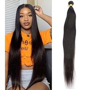 Huarisi 28 Inches Brazilian Straight Hair 1 Bundle Long Brazilian Virgin Hair Straight Weave Natural Color Remy Human Hair Extensions for Women