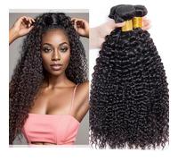 Huarisi 3 Bundles Kinky Curly Human Hair Extensions 16 18 20 inch 8a Curly Bundles 300g Brazilian Virgin Hair Weaves for Black Women Natural Color