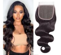 Huarisi 4x4 Closure Human Hair 20 Inch Free Part Lace Closures 12a Grade Brazilian Body Wave Virgin Wavy Hair Natural Colour Soft Transparent Lace Sew in Natural Hairline for Women