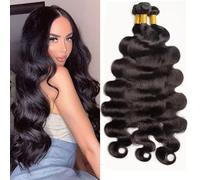 Huarisi Body Wave Brazilian Hair Bundles 22 24 26 Inch, Human Hair Body Wave 3 Bundles, 8a Unprocessed Brazilian Virgin Wavy Hair Bundles, Natural Color Remy Hair Weaves Sew in Weft