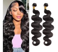 Huarisi Body Wave Bundles Human Hair 20 22 Inch 2 Bundles Body Wave Remy Hair Weaves for Black Women 12a Unprocessed Brazilian Virgin Hair 200g Natural Color Real Hair Extensions Weft