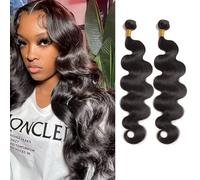 Huarisi Body Wave Human Hair 2 Bundles 12 14 inch, Tissage Bresilien Ondulé Cheveux Humain Court, 10A Remy Hair Weaves Extensions de cheveux 200g en lot
