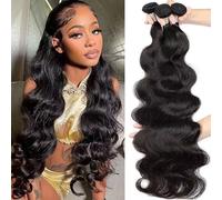 Huarisi Body Wave Human Hair 3 Bundles(24 26 28 inch), Long Brazilian Body Wave Bundles for Black Women, 7a Unprocessed Remy Wavy Weaves Real Hair