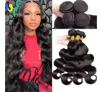 Huarisi Body Wave Human Hair Bundles, Brazilian Hair 4 Bundles 12 14 16 18 inch, Virgin Brazilian Hair Body Wave Weaves, 10A Unprocessed Remy Hair Extensions for Full Head