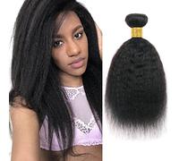 Huarisi Brazilian Kinky Straight 1 Bundle Human Hair 12 inch Short Yaki Bundles Extension 9a Unprocessed Virgin Hair 95~100g Natural Color Can be Dyed