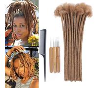 Huarisi Brown Human Hair Dreadlocks Extensions 12 inch 30 Strands 0.4cm Real Hair Handmade Permanent Locs Extensions Cheveux Humain Femme Homme Color 30 (12 Inch, 30 Locs)
