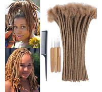 Huarisi Brown Human hair Dreadlocks Extensions for Black Women 12 inch Afro Kinky 60 Strands 0.4cm Real Hair Handmade Permanent Dreadlock Extension Naturel Men (#30, 60 Locs)