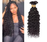 Huarisi Bulk Human Hair for Braiding Water Wave Human Braiding Hair Micro Braids 18 Inch Water Curly 100% Unprocessed Brazilian Human Hair No Weft (100g 1 Pack-50gx2Bundles)