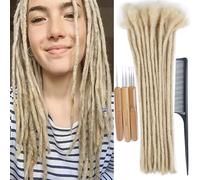 Huarisi Cheveux Humain Dreadlocks Extension Femme 12 inch 20 Strands 0.4cm Blond Real Hair Locs Extensions Human Hair for Men Handmade Permanent Dreadlocks (613 Colour, 20 Locs)