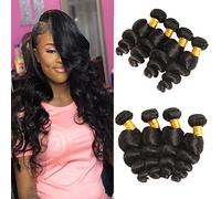 Huarisi Cheveux Humain Ondulé Brésilien 4 Paquets Lâche Vague Tissage Loose Waves Cheveux Naturel Couleur Wavy Hair for Full Head 16 18 20 22 Pouces