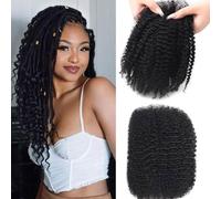 Huarisi Cheveux Humains Afro Kinky Bulk 16 Pouces 1B pour Dreadlocks Réparation Tressage Twist Afro Kinky Serré pour Micro Locs 1 Paquet 50 Grammes