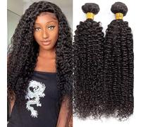 Huarisi Cheveux Naturels Brésilien Bouclés Tissage 16 18 Pouces Cheveux Humain Boucle 2 Bundles Brazilian Curly Hair Weaves Extension 200g 10a Mèches Naturelles Brésiliennes Femme