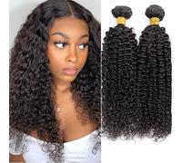 Huarisi Cheveux Naturels Humains Bresilien Bouclés 2 Paquets, Curly Human Hair Bundles (14 16 inch), 7A Cheveux Bouclés Femme Tissage Court, Kinky Curly Weaves 200g a lot