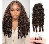 Huarisi Colour 4 Burmese Curly Feather Crochet Hair Bundles 50 Strands 18” | Brown Pre-Separated Invisible Miracle Knots Curly Crochet Human Hair Extensions for Black Women 50g a Pack Reusable
