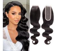 Huarisi Human Hair Body Wave 2x6 Closure with Baby Hair 18 Inch Remy Brazilian Virgin Free Part Lace Closure for Black Women Natural Soft Transparent Lace Sew in