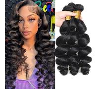 Huarisi Loose Wave 18 20 22 Human Hair Bundles, Brazilian Loose Wave Hair 3 Bundles, 8A Grade 100% Unprocessed Brazilian Virgin Hair Extensions for Black Women