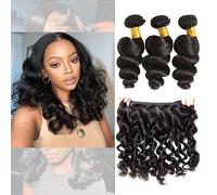 Huarisi Tissage Cheveux Humain Vague Lâche Courte 8 10 12 inch Short Loose Wave Bundles 10a Extensions de cheveux Vierge Brésilien Non Transformé 300g Wavy Human Hair for Black Women