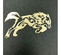 HUARONG Lot de 2 autocollants en métal chromé avec logo de loup pour téléphone portable, ordinateur portable, iPad (doré)