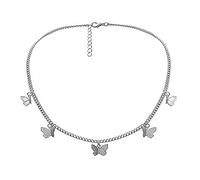 HUASAI Collier ras du cou en forme de papillon pour femme avec chaîne papillon en oxyde de zirconium argenté, Métal, Pas de gemme