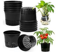 HUASD Lot 12 Paniers Hydroponique Plastique Noir 13x10cm Culture Racines | Pots hydroponiques noirs aération racines pour herbes salade orchidées. Filet maille drainage aquaponie serre intérieur