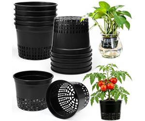 HUASD Lot 12 Paniers Hydroponique Plastique Noir 13x10cm Culture Racines | Pots hydroponiques noirs aération racines pour herbes salade orchidées. Filet maille drainage aquaponie serre intérieur