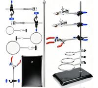HUASD Support de Laboratoire Fer Pinces Anneaux 40cm pour École Expériences | Support solide fer pinces anneaux pour chimie école. Kit laboratoire pratique expérience standard usage retort base stable