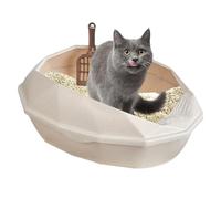 Huasean Bac À Litière pour Chat Ouvert Bac À Litière en Plastique pour Chat avec Pelle Bac À Litière pour Chat Semi-fermé Anti-déversement Toilette pour Chat sans Fuite 14 X 38,5 X 28,5 Cm