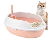 Huasean Bac À Litière pour Chat Ouvert Bac À Litière en Plastique pour Chat avec Pelle Bac À Litière pour Chat Semi-fermé Anti-déversement Toilette pour Chat sans Fuite 14 X 38,5 X 28,5 Cm