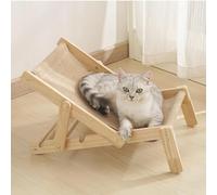 Huasean Chaise pour Chat Lit Surélevé pour Chat Chaise en Sisal pour Chat Chaise Longue Réglable pour Chat Chaise Longue en Bois Massif Naturel Coussin en Sisal Amovible Lit Hamac pour Chat