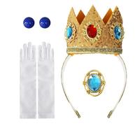 Huasean Ensemble de Déguisement de Princesse | Lot avec Boucles d'oreilles, Broche et Gants - Diadème de princesse pour adolescentes | Pour Carnaval, Soirée Déguisée, Anniversaire