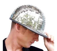 Huasean Fête Disco Casque Disco Ball Silver Sequin Disco Hat Glitter Mirror Ball Casque Disco Casquette Baseball Années 70 80 Accessoires Disco Décoration Fête Disco