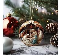 Huasean Ornements De Crèche De Noël en Acrylique À Suspendre, Décorations d'arbre De Noël Chrétien, Décoration De La Naissance De Jésus, Décorations De Noël Religieuses Vintage