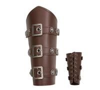 Huasean Protège-Bras Médiéval en Cuir PU, Protège-Poignet D'Gantelet Chevalier, Bretelles Bras Cosplay Vintage, Costume Gothique Viking Punk, Brassard Large (1 Pièce)